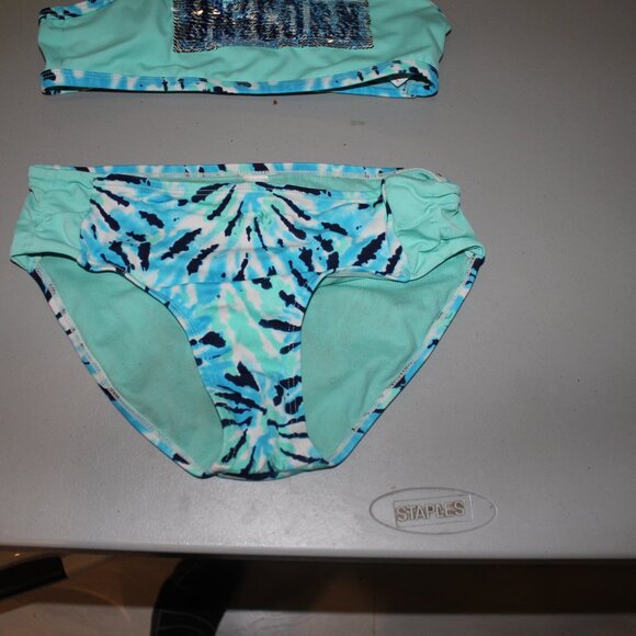 Multi Color 2 Pcs Justice Bikini Swimsuit Size 14 - Picture 4 of 12